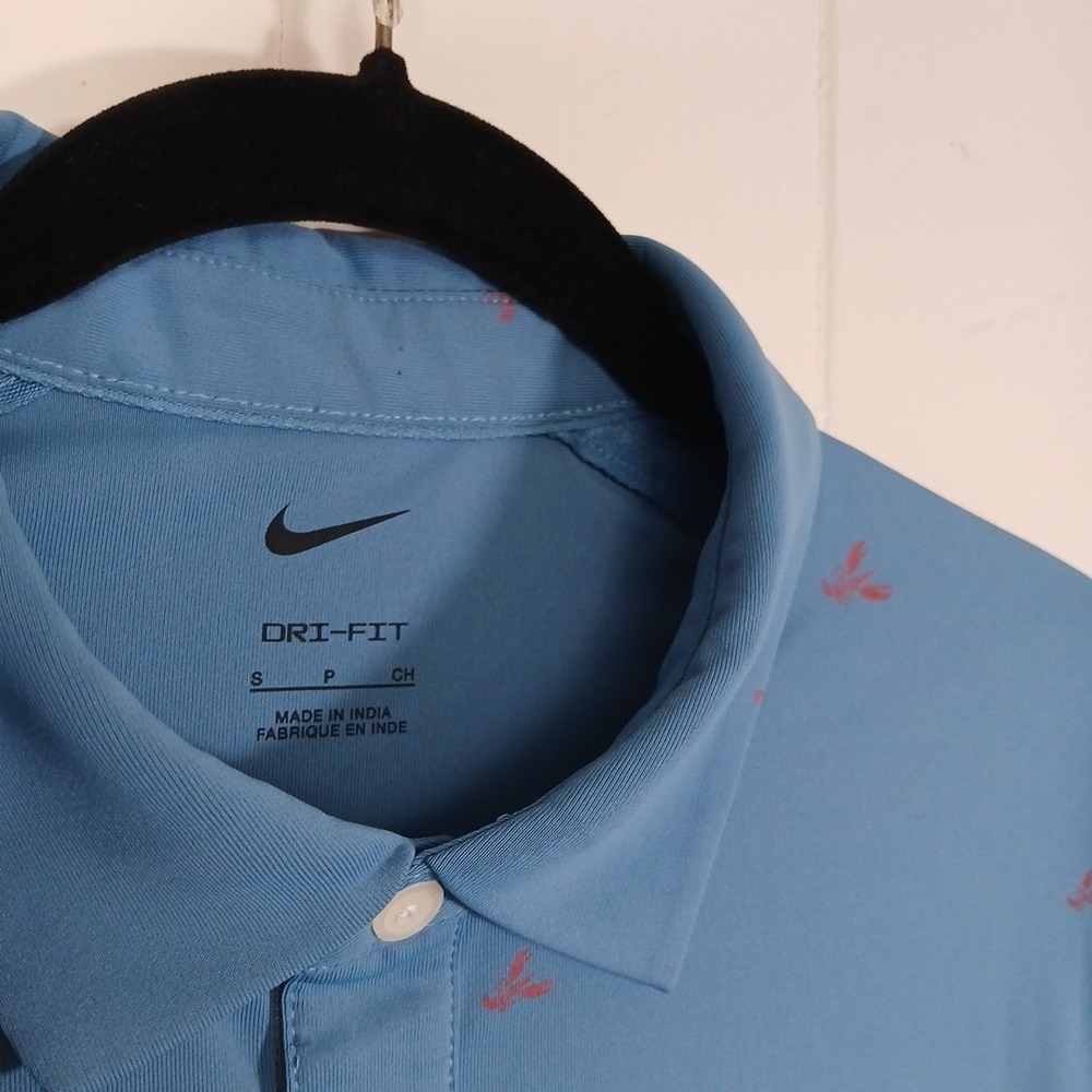 Nike Golf Shirt US Open‎ Lobster Dri-Fit Polo  Men's Medium Blue Performance SS